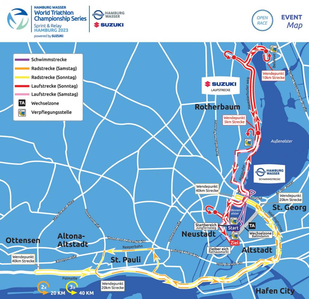 Ironman Hamburg 2023 Streckenkarte